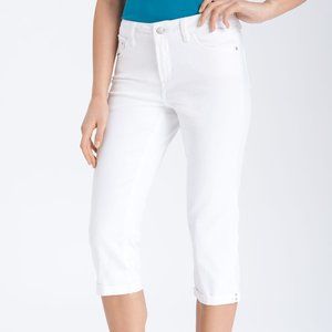 NYDJ Fiona White Rhinestone Rolled Cuff Capris 16